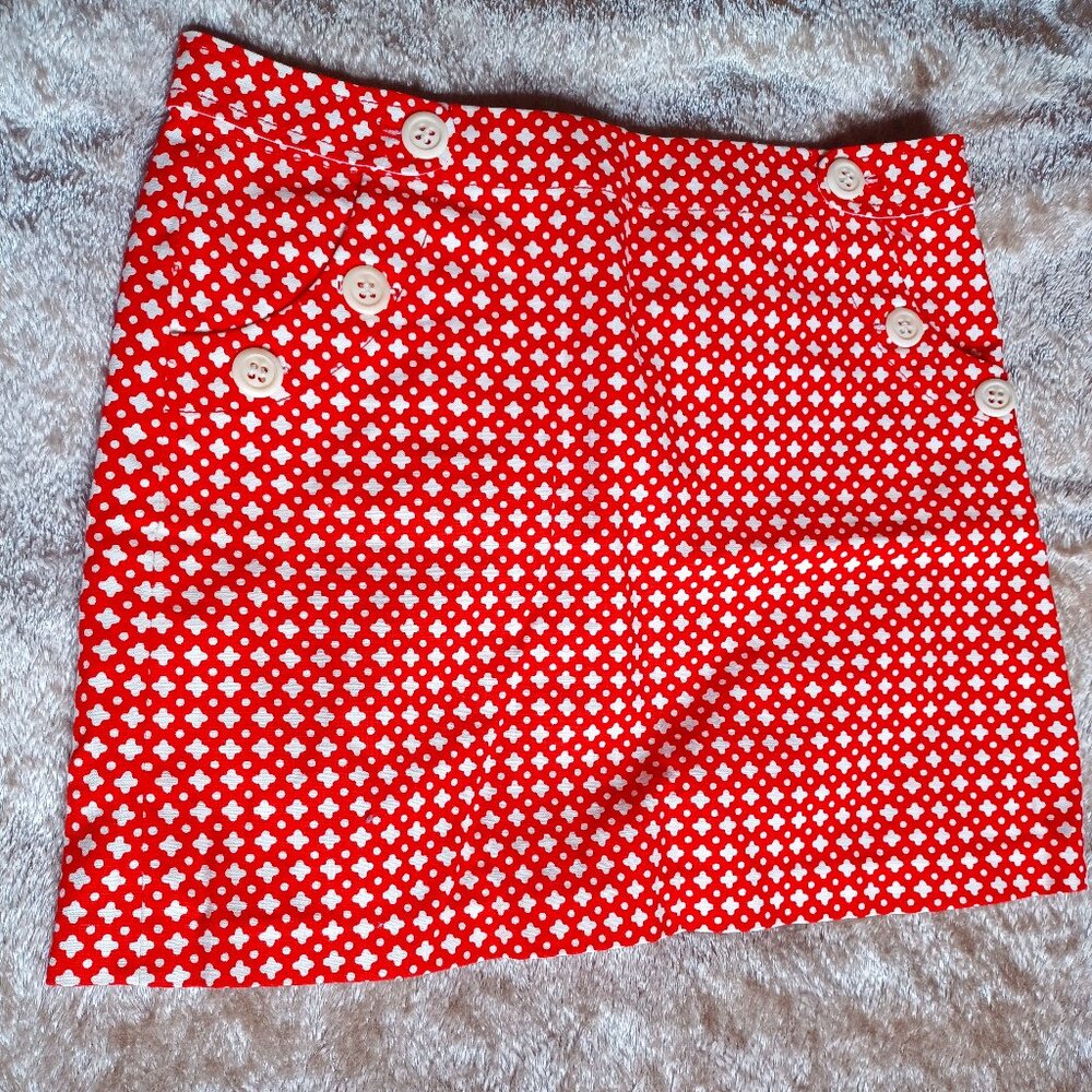 Red J Crew mini skirt